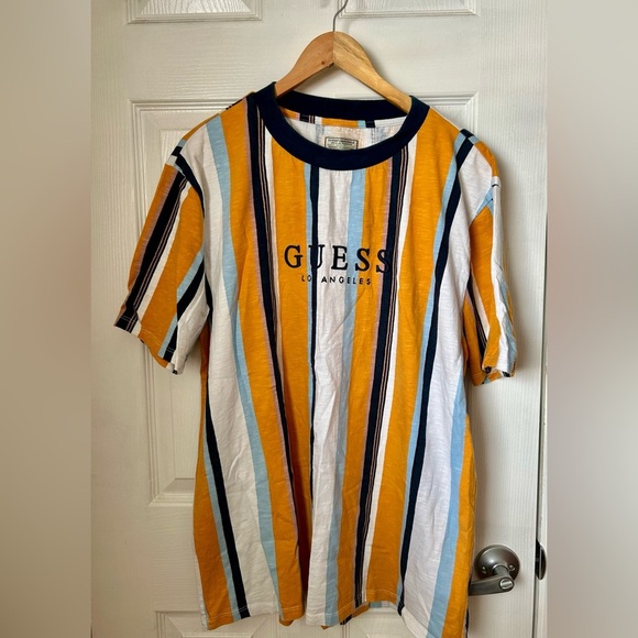 Guess Retro 90s style Striped Cotton T-Shirt Men’s Size Large - Picture 1 of 8